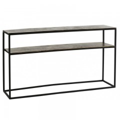 METAL CONSOL TABLE WITH SHELF ANTIK SILVER 